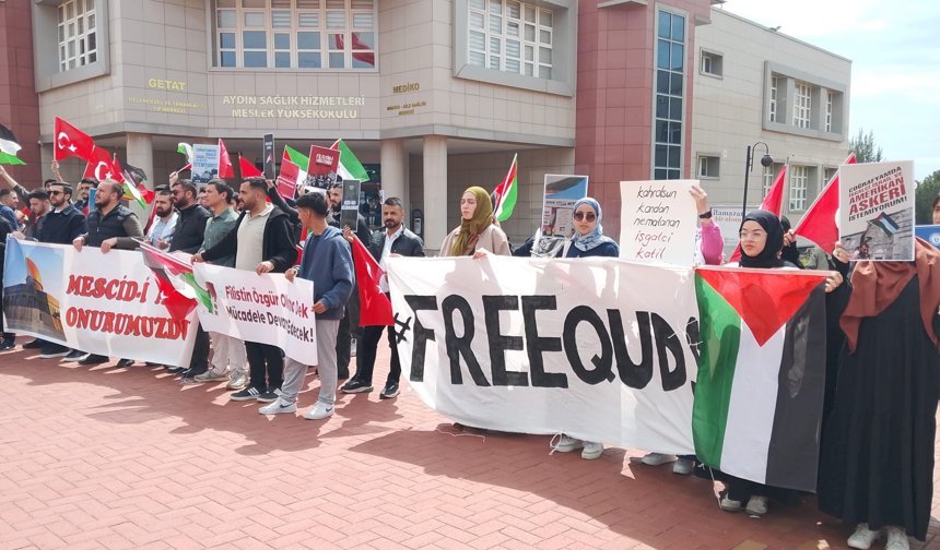 ADÜ'lü öğrencilerden, Gazze'ye destek, İsrail'e tepki