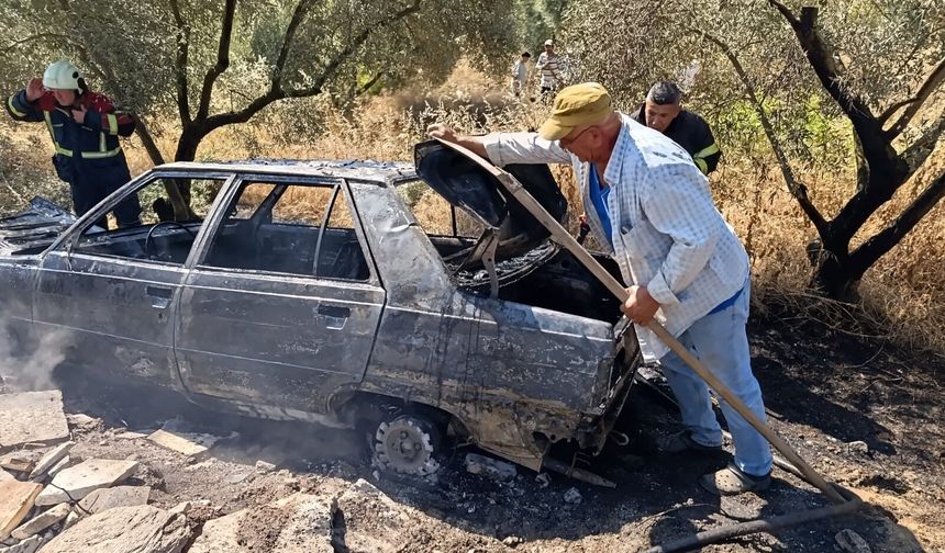 Canını hiçe sayıp yanan aracın direksiyonuna geçti