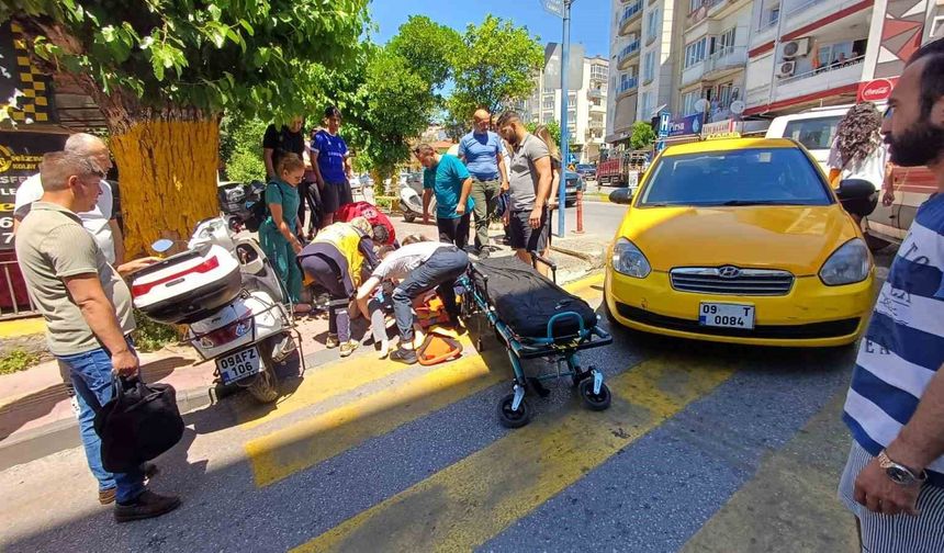 Efeler'de yaya geçidinde taksi çarptı