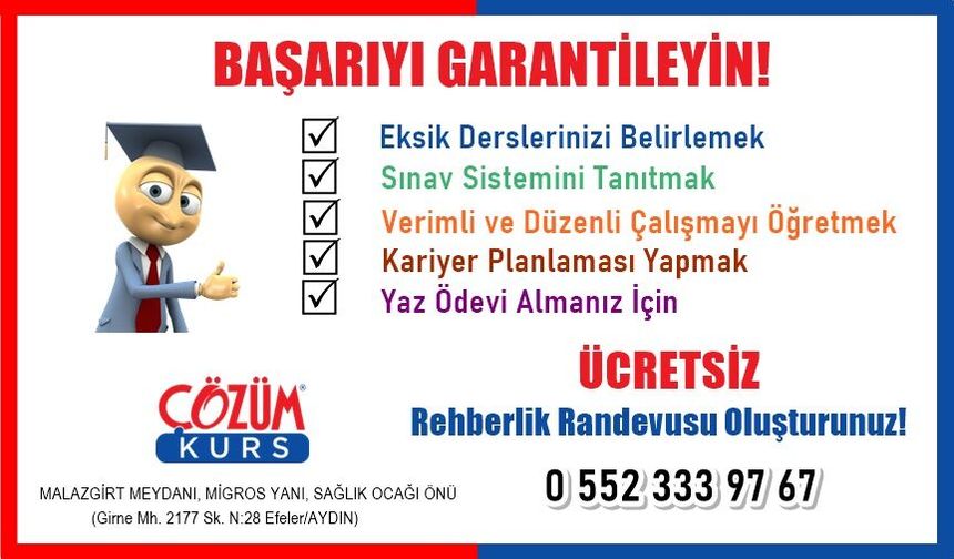 Çözüm Kurs Merkezi’nden öğrencilere ücretsiz rehberlik desteği
