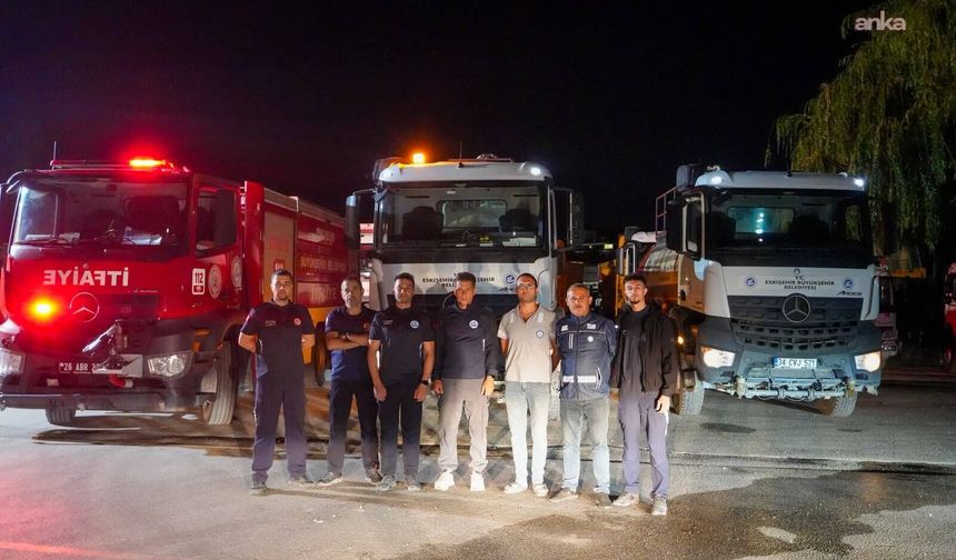 Eskişehir İtfaiyesi'nden Çine'deki yangın söndürme çalışmalarına destek