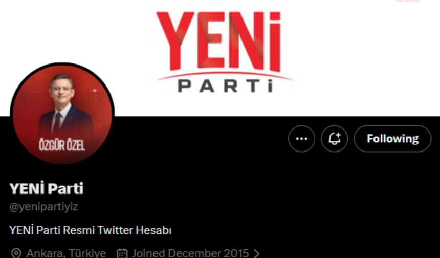 YENİ Parti'nin resmi X hesabı duyuruldu
