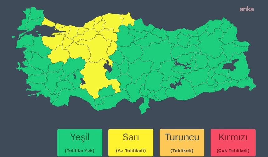 20 il için sarı kodlu uyarı: Kuvvetli sağanak ve gök gürültülü yağış bekleniyor