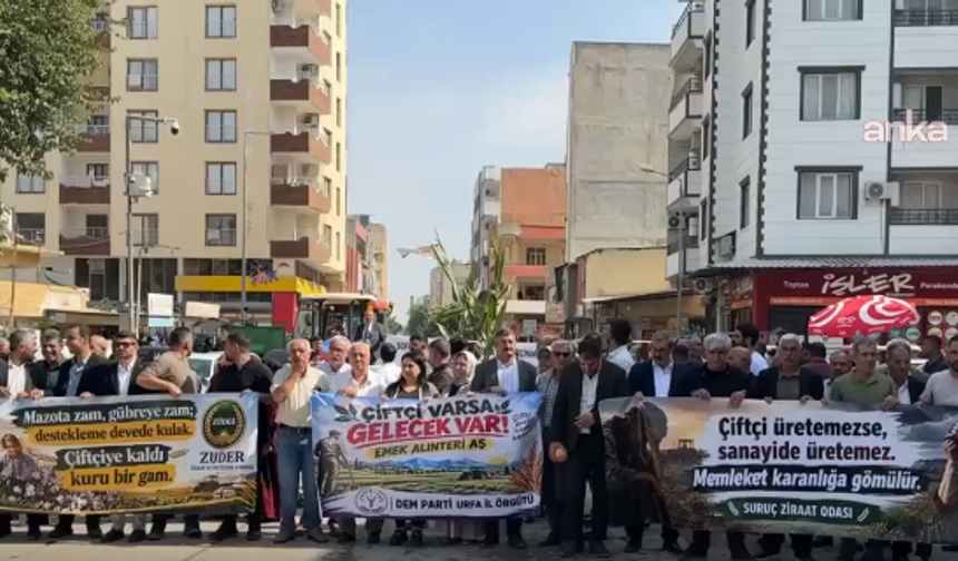 Suruç'ta çiftçiler su, gübre ve akaryakıt fiyatlarını protesto ettiler