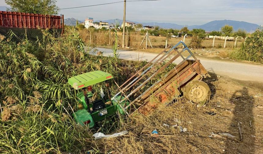 Nazilli’de traktör kanala devrildi: 1 ağır yaralı